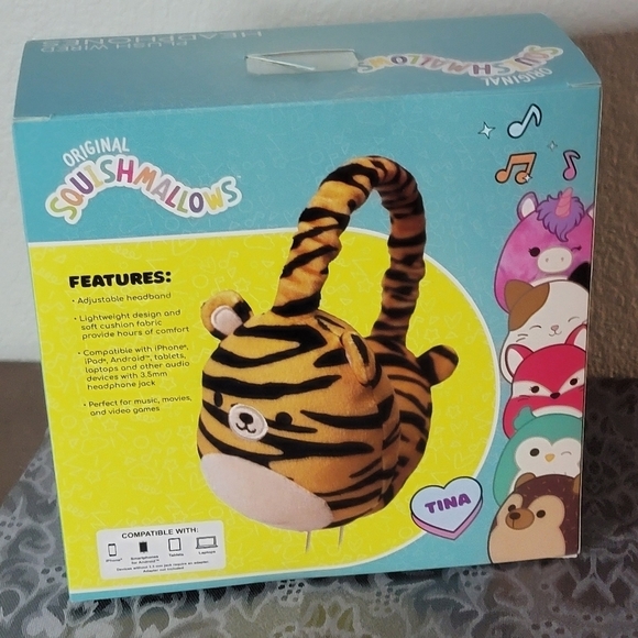 Squishmallows Tina the Tiger Plush Wired Headphones - Picture 3 of 4
